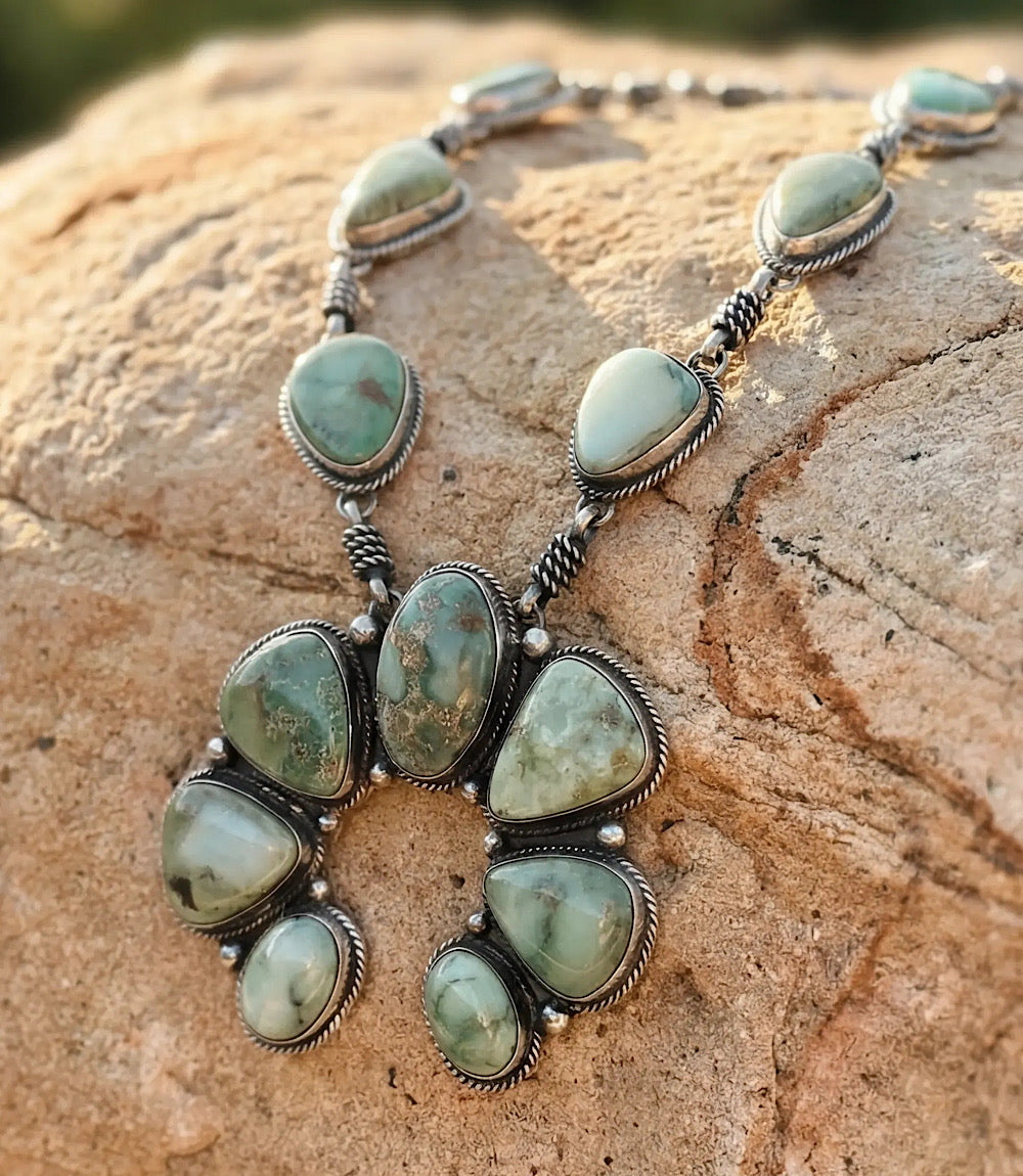 Nevada Turquoise Squash Blossom Necklace