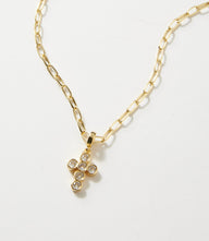 Gold-plated Cross Crystal Necklace with pavé cubic zirconia pendant and lobster clasp closure