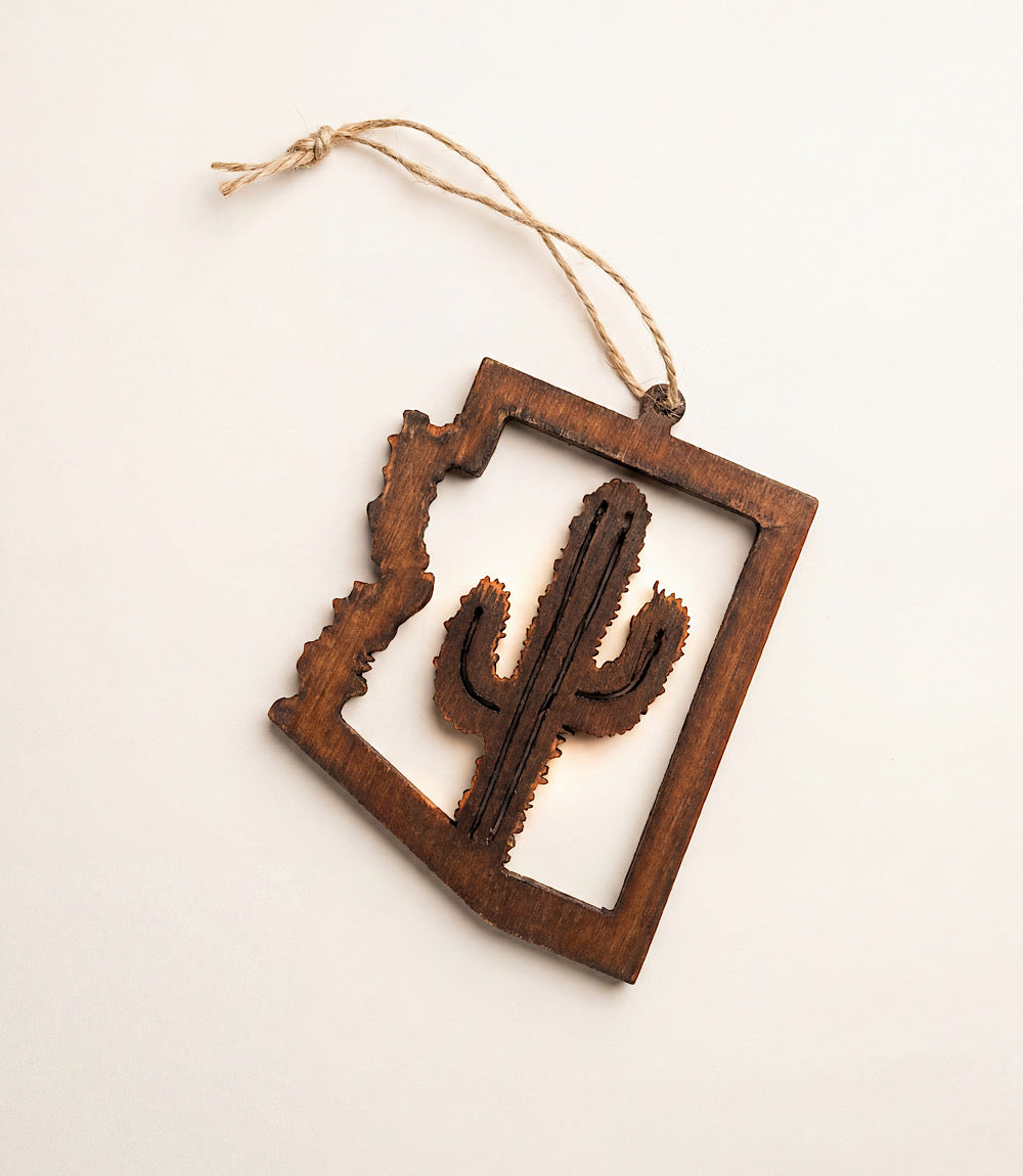 Steel Arizona Cactus Ornament