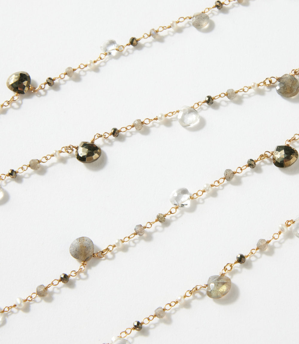 Long Beaded Gemstone Necklace