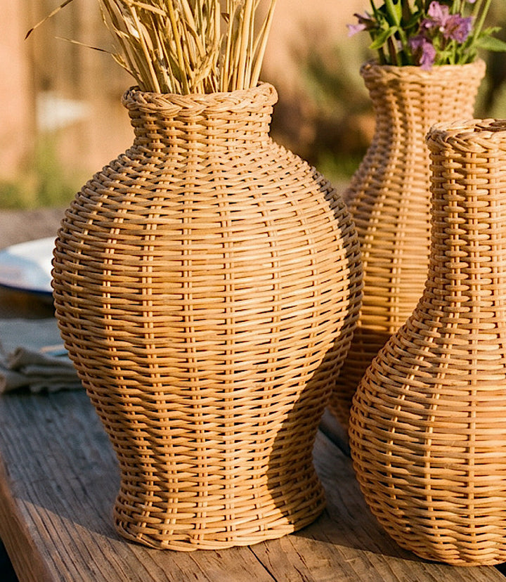 Montecito Orb Basket Weave Resin Vase