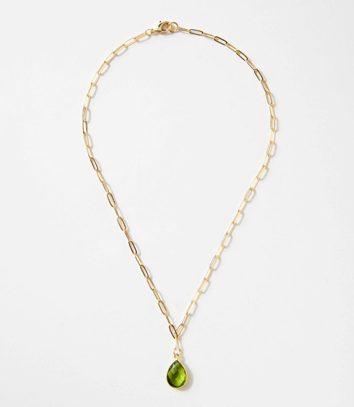 Peridot Gemstone Teardrop Necklace