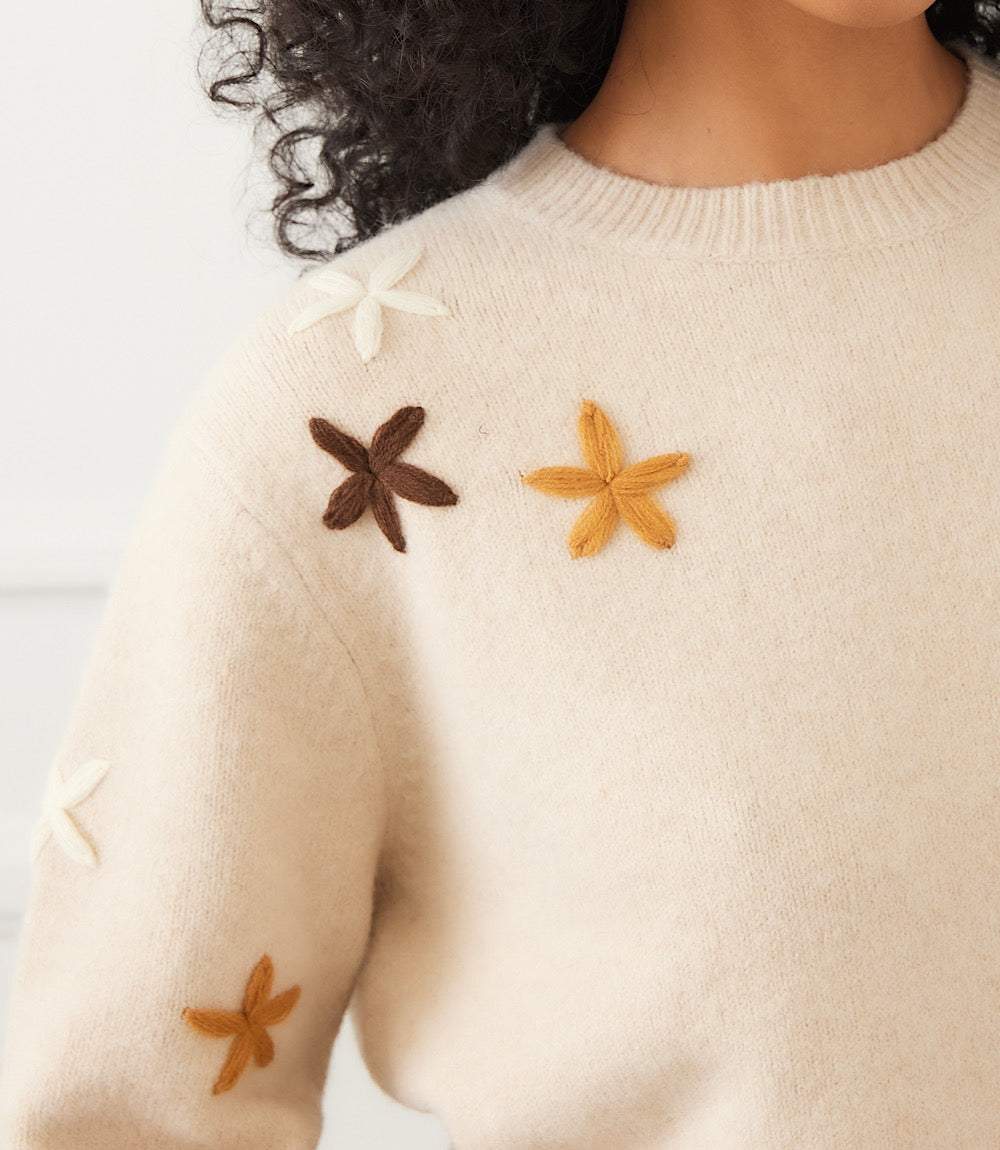 Embroidered Flower Sweater
