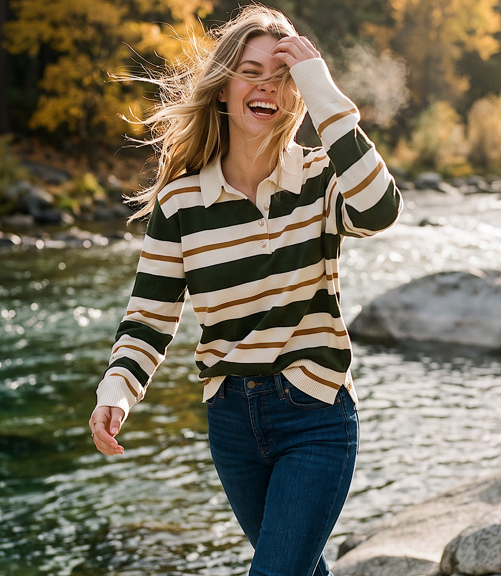 Game Day Collared Stripe Sweater