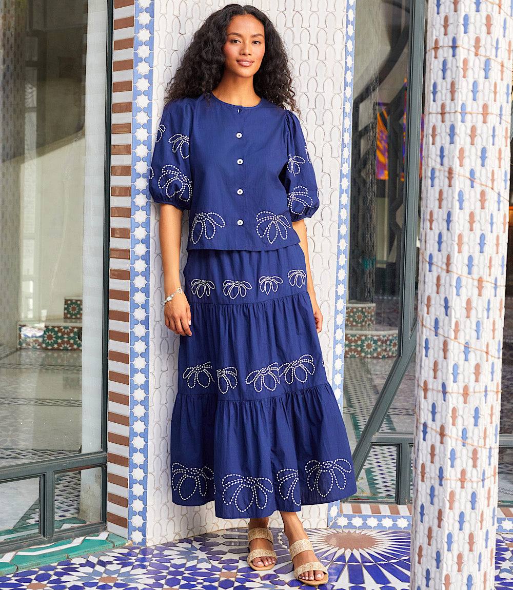 Embroidered Puff Sleeve Shirt