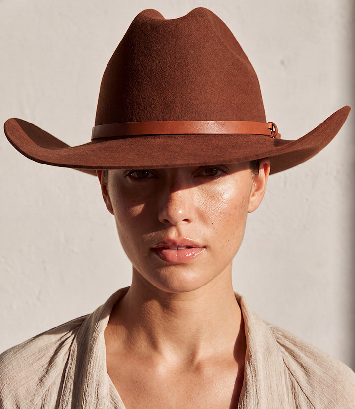 Wool Rancher Hat With Leather Belt