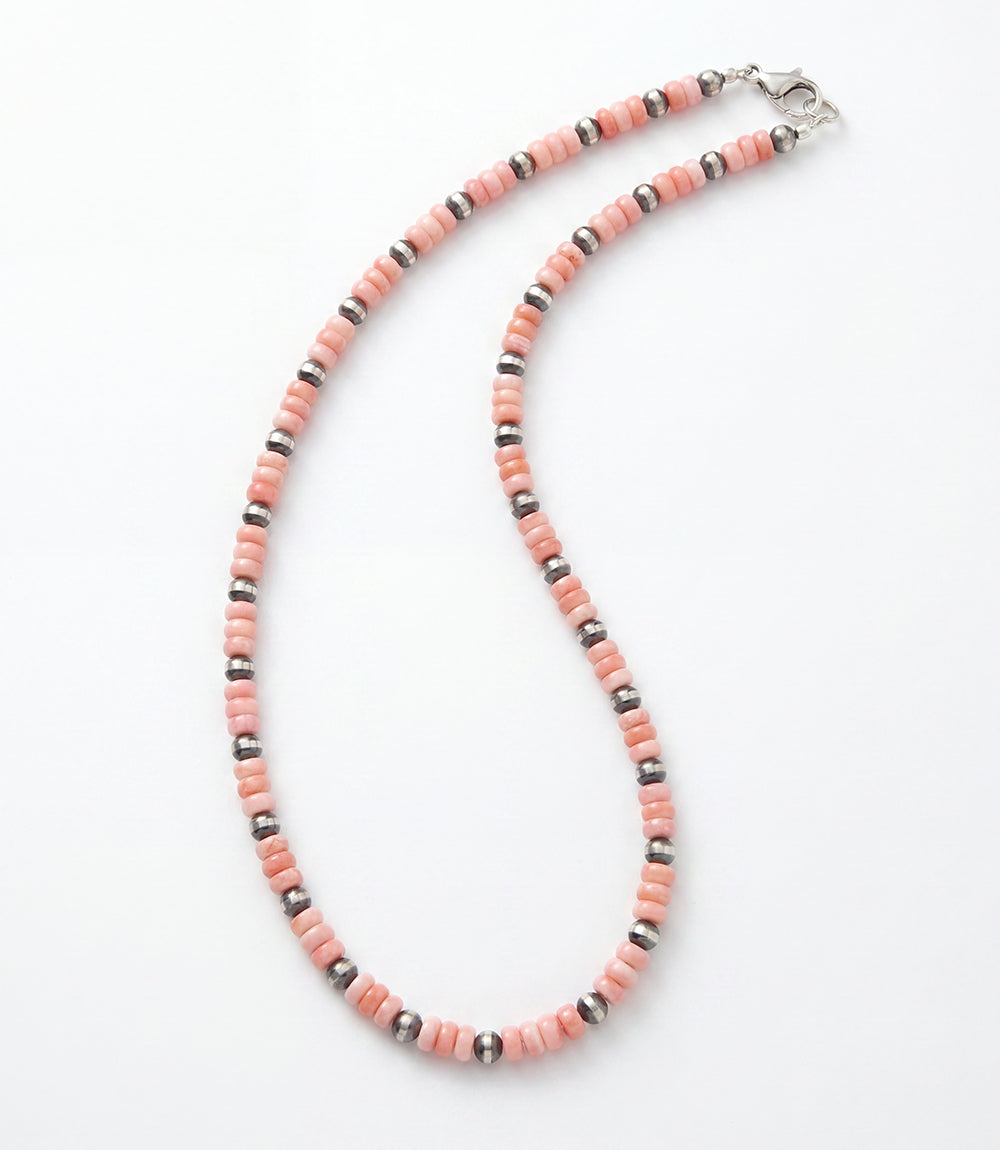 Pink Conch Sterling Silver Beaded Necklace