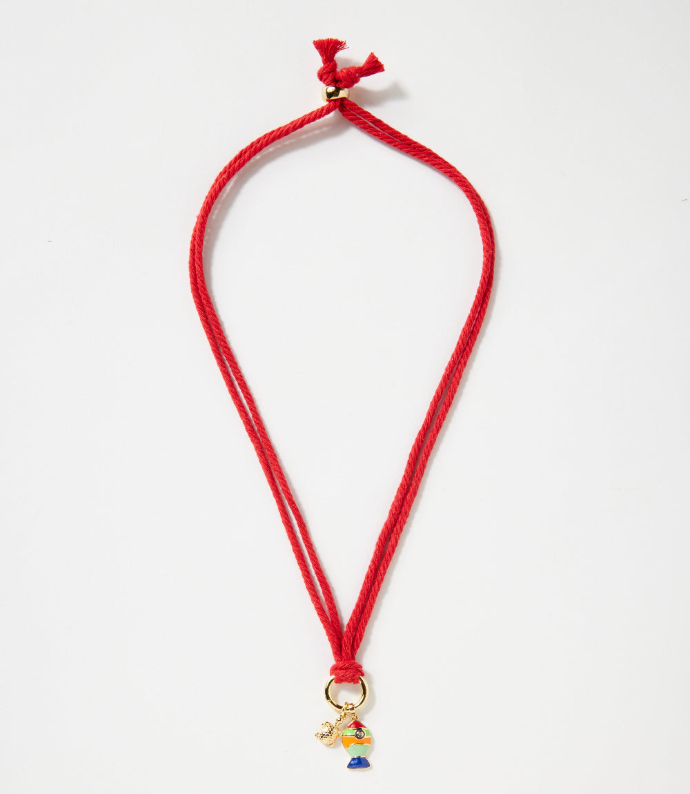 Fish And Turtle Charm Cord Necklace