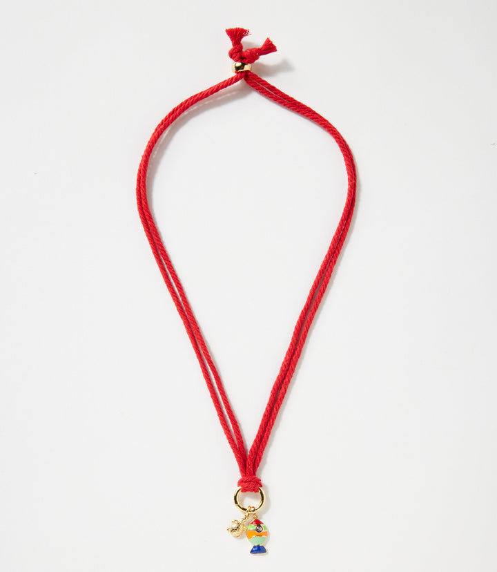 Fish And Turtle Charm Cord Necklace