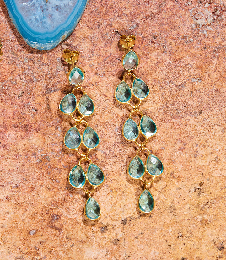 Feather Drop Gemstone Earrings