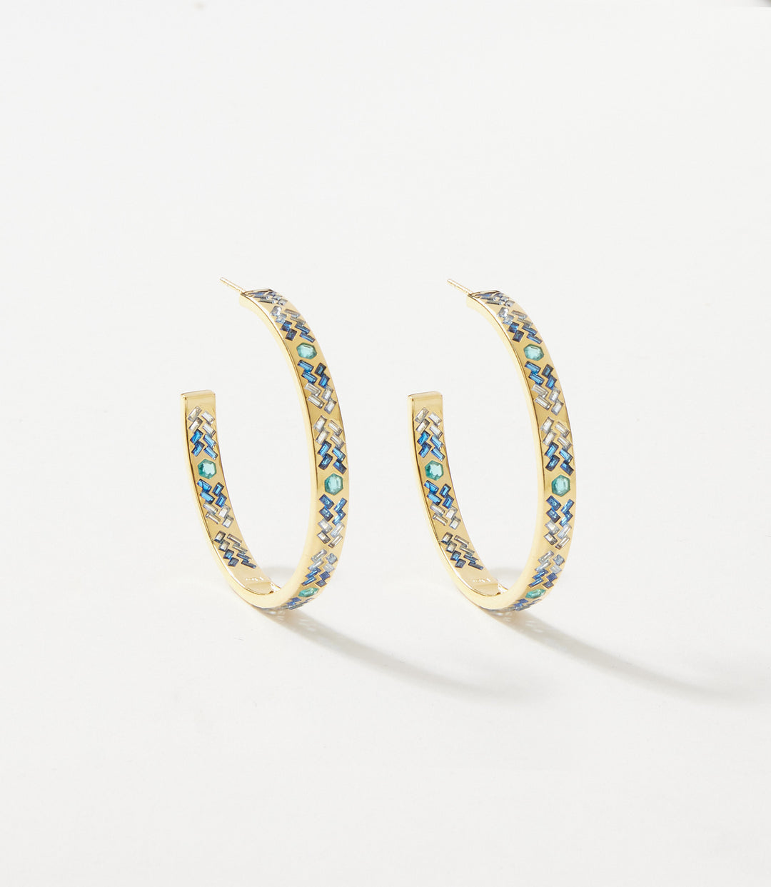 Crystal Inlay Hoop Earrings