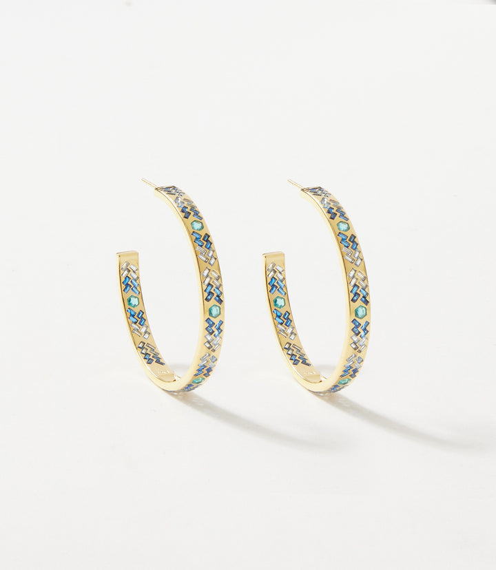 Crystal Inlay Hoop Earrings