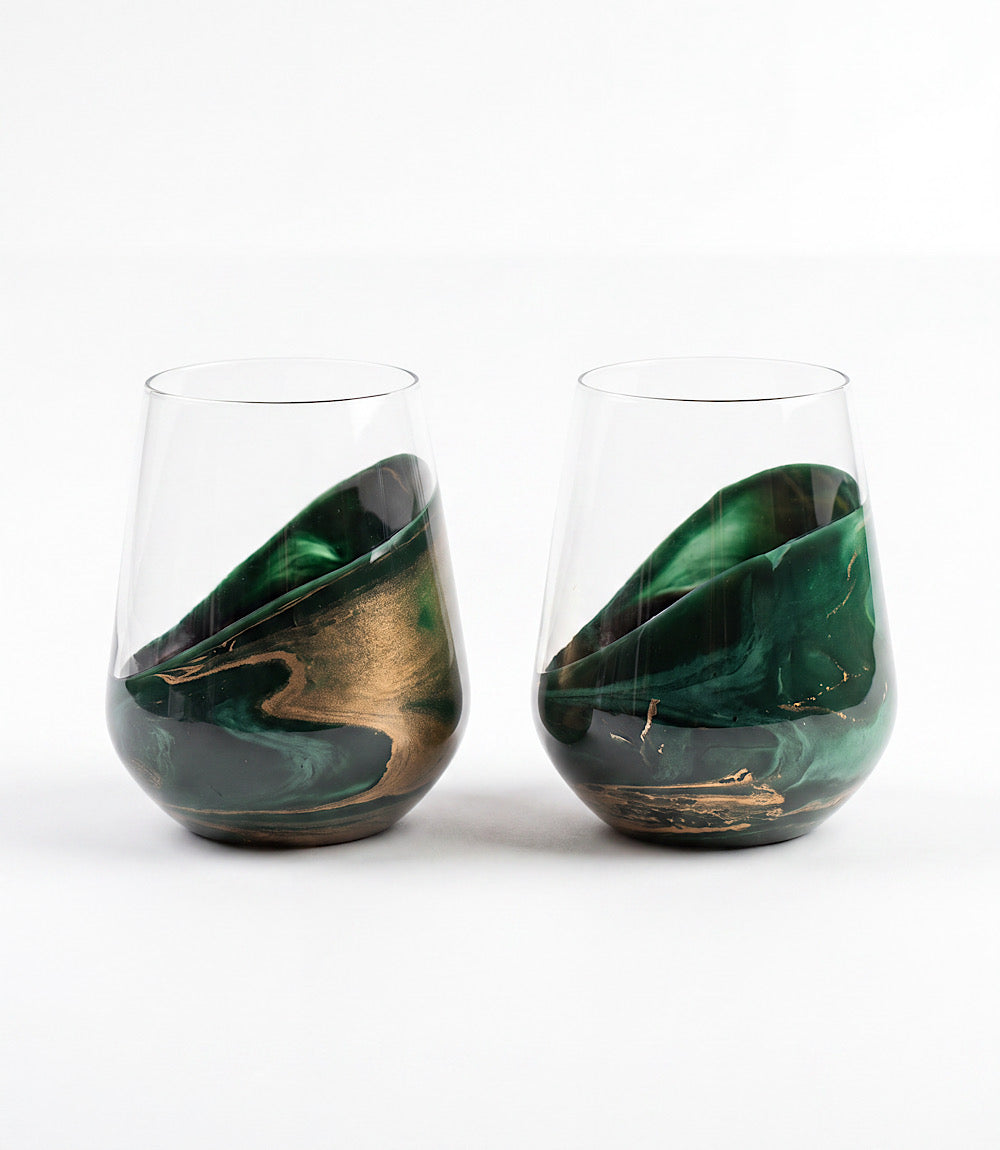 Ocean Waves Wine Glasses, Set Of 2