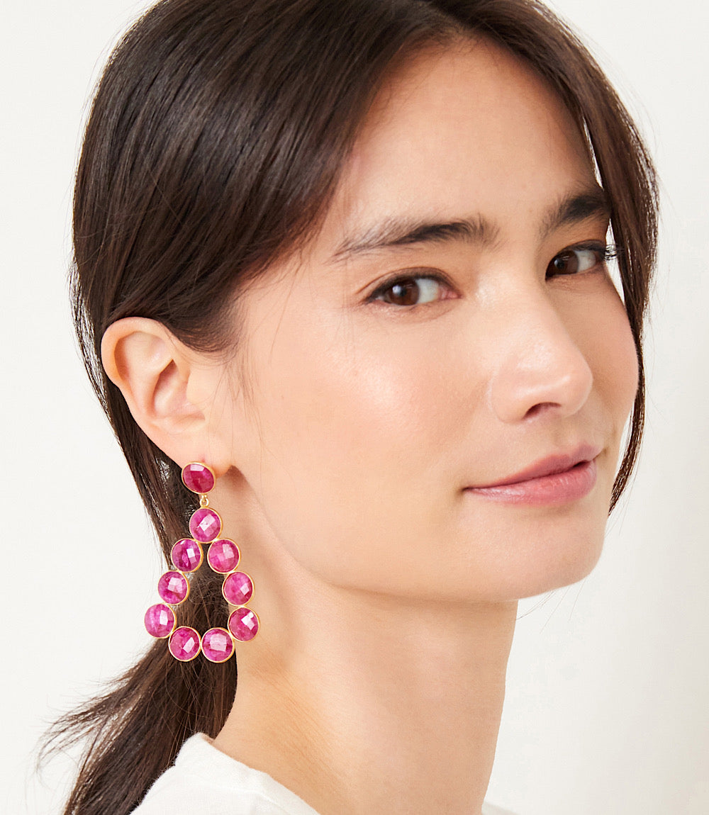 Gemstone Bezel Drop Earrings