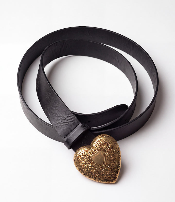 Streets Ahead Leather Embellished Heart Buckle Belt