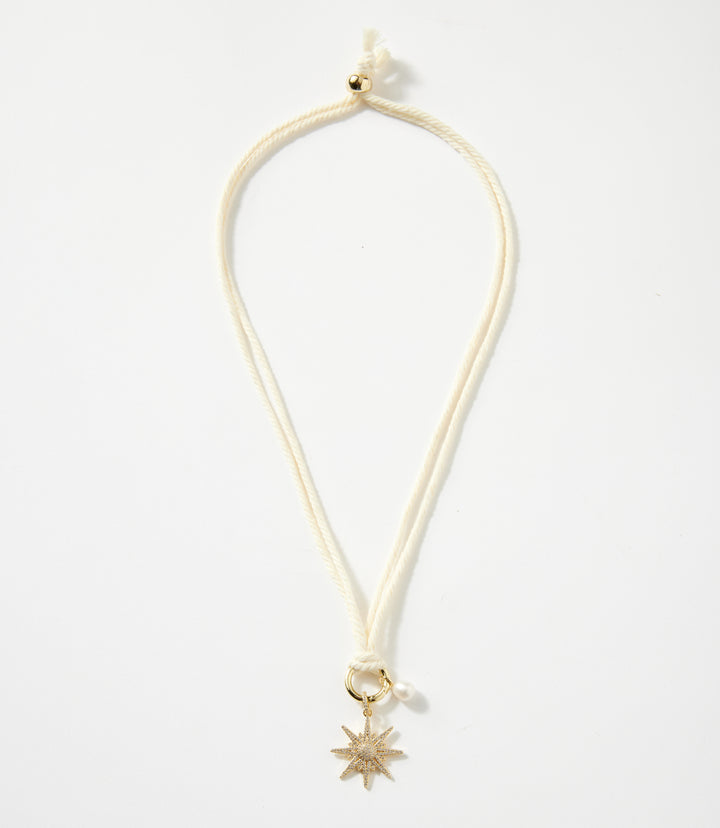 Pavé Burst And Pearl Cord Necklace