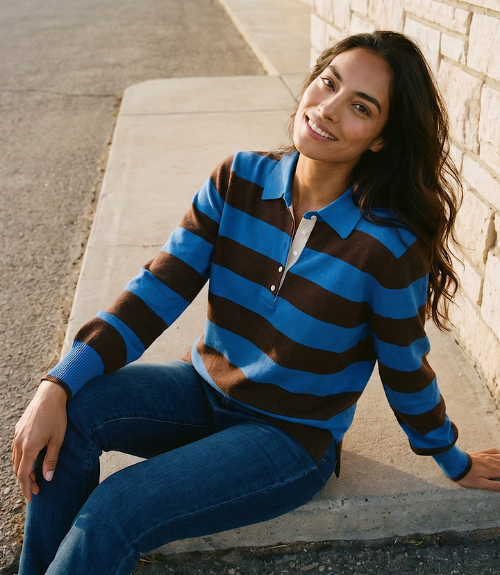 Game Day Collared Stripe Sweater
