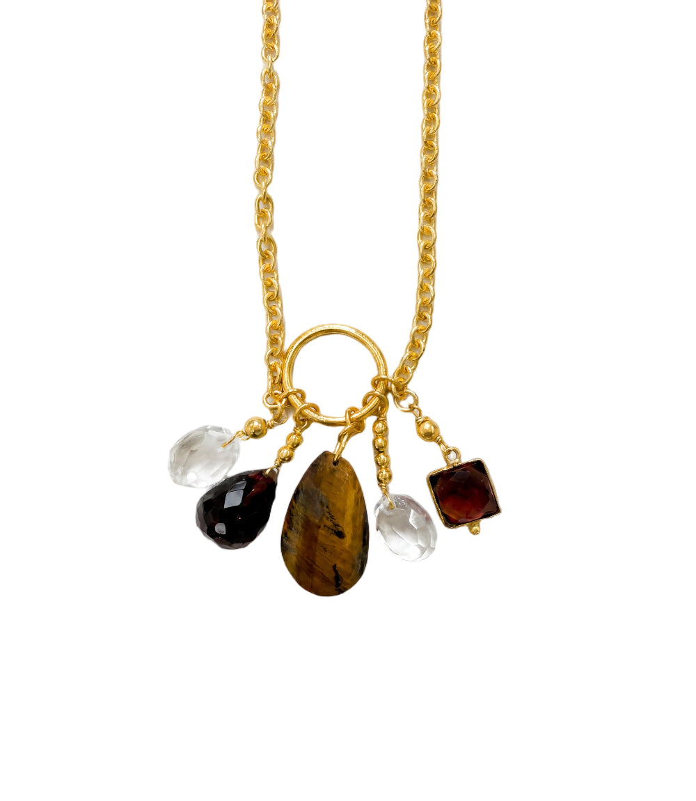 Multi Gemstone Dangle Necklace