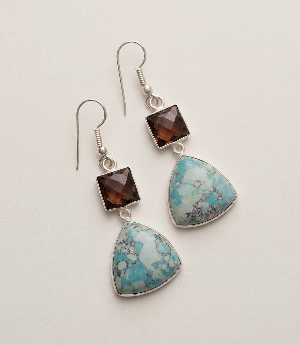 Turquoise Triangle Pendant Earrings