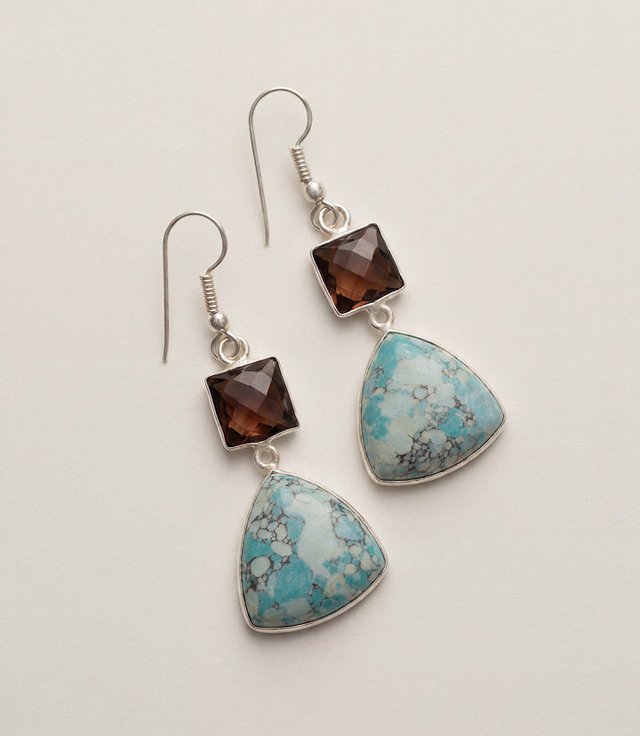 Turquoise Triangle Pendant Earrings