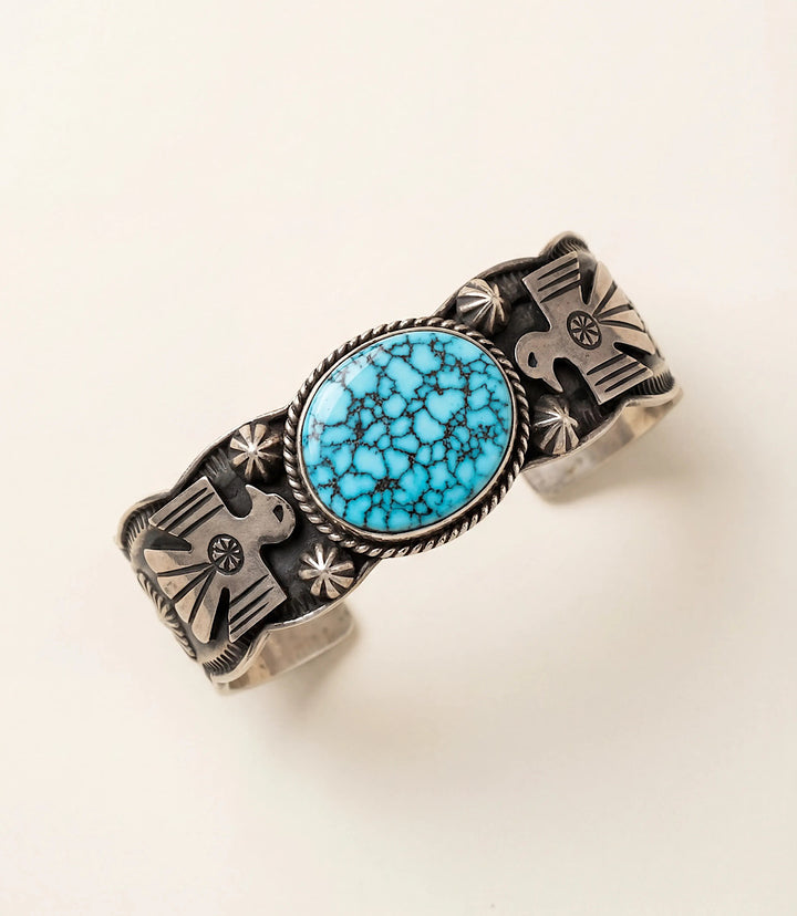 Kingman Turquoise Embellished Cuff Bracelet