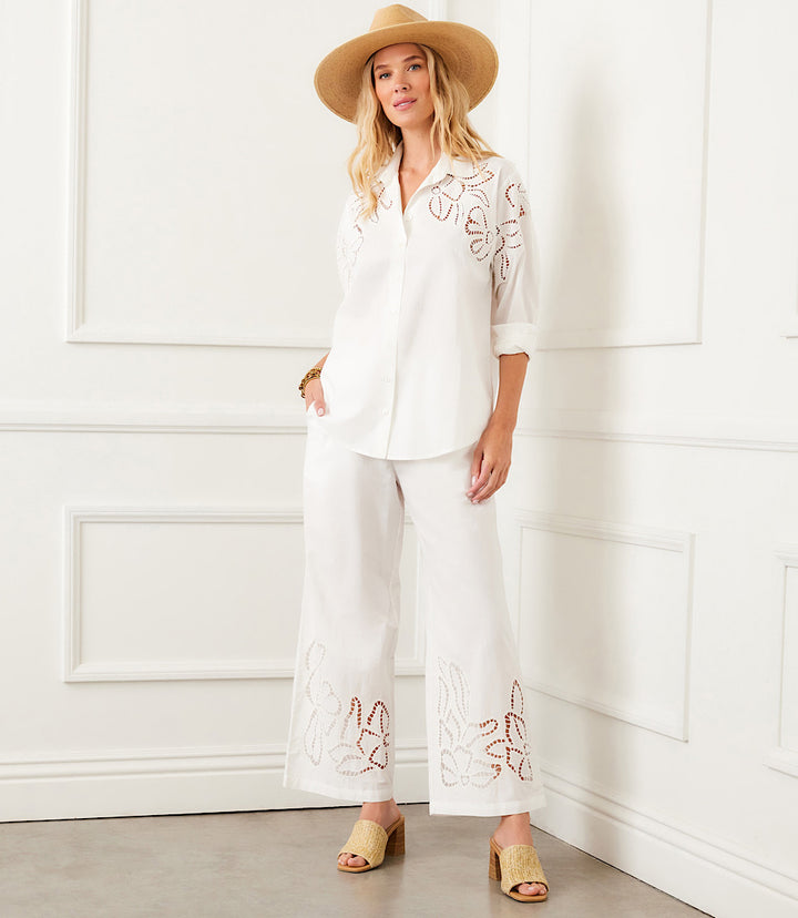 Cutout Embroidery Pants