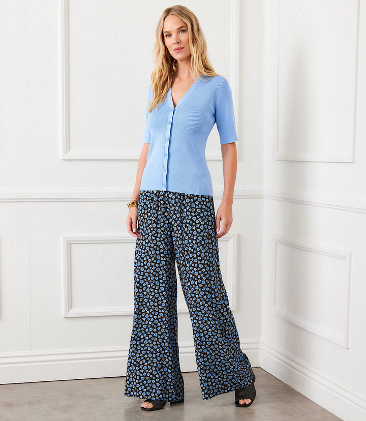 Short Sleeve Ribbed Cardigan Sweater