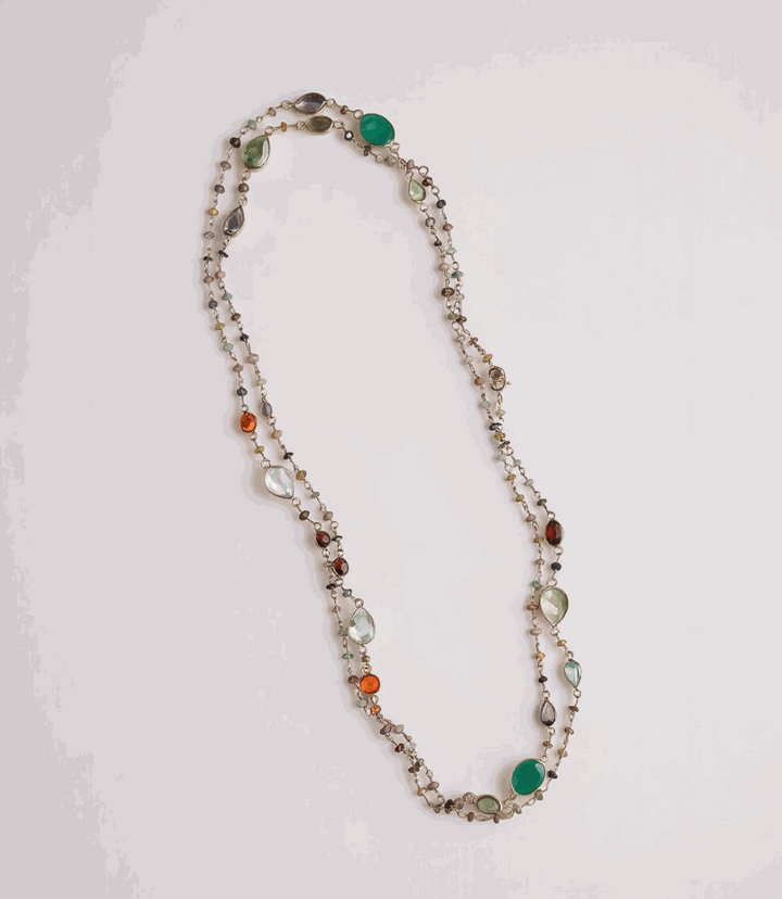 Multi Color Beaded Gemstone Necklace