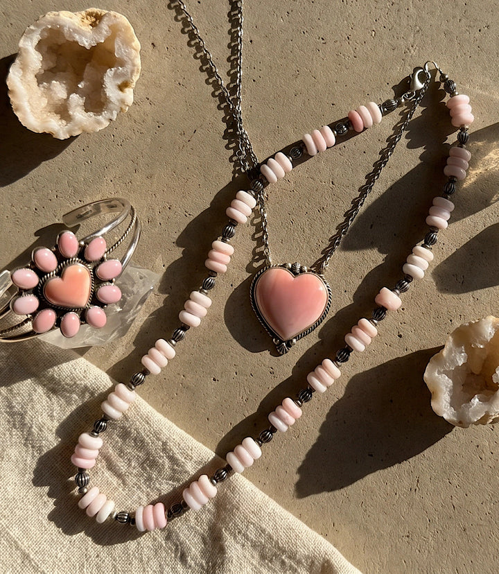 Pink Conch Heart Necklace