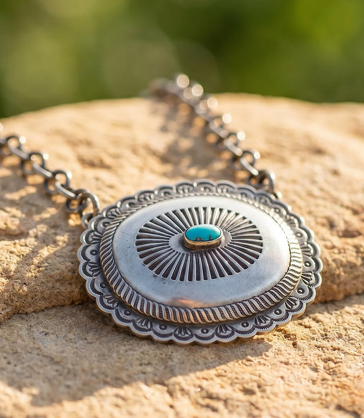 Embellished Sterling Silver Turquoise Necklace