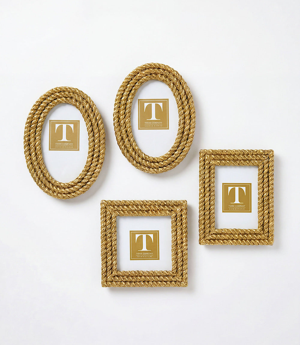Gold Rope Picture Frames, Set Of 4