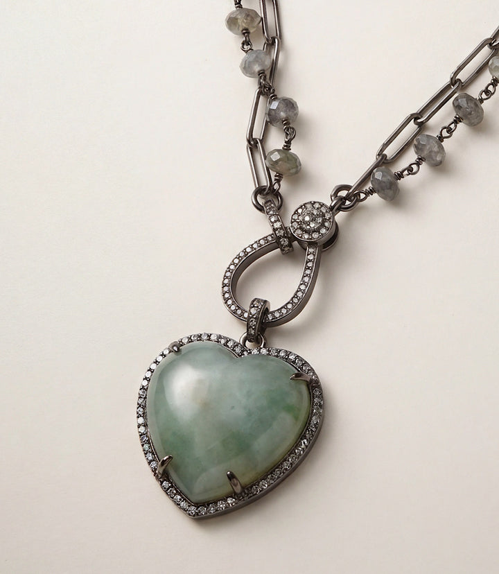 Aquamarine Heart Crystal Pendant Necklace