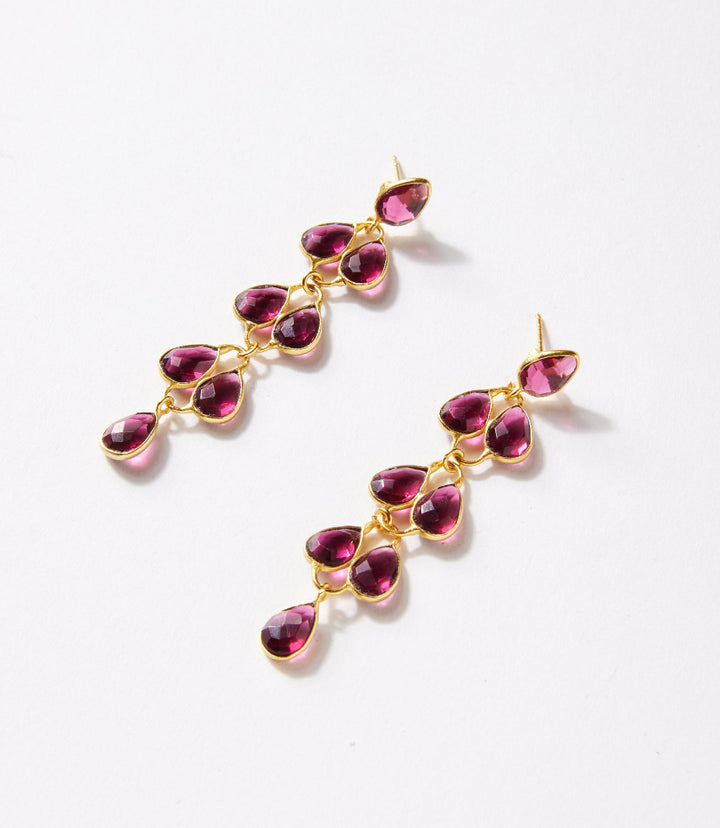 Feather Drop Gemstone Earrings