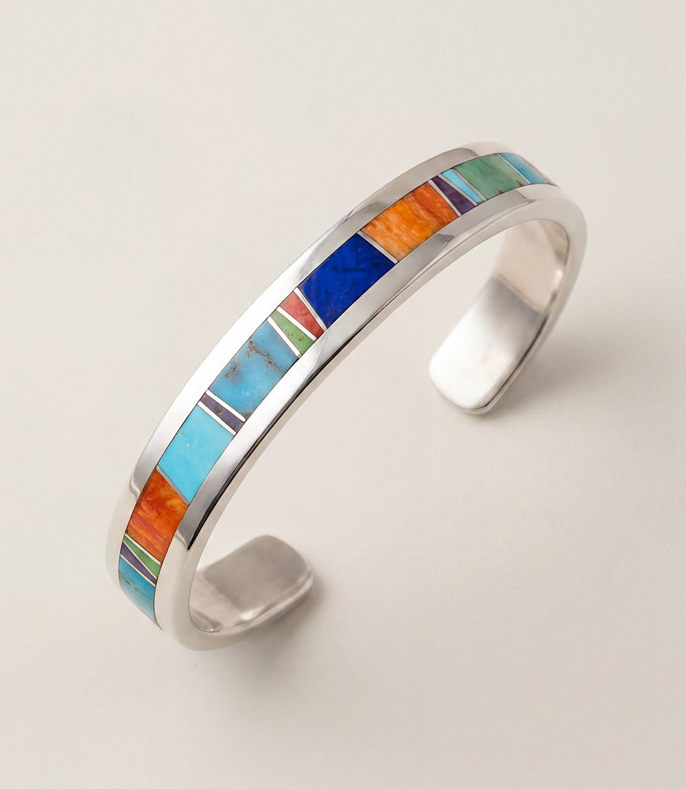 Multi-Stone Turquoise Inlay Cuff Bracelet