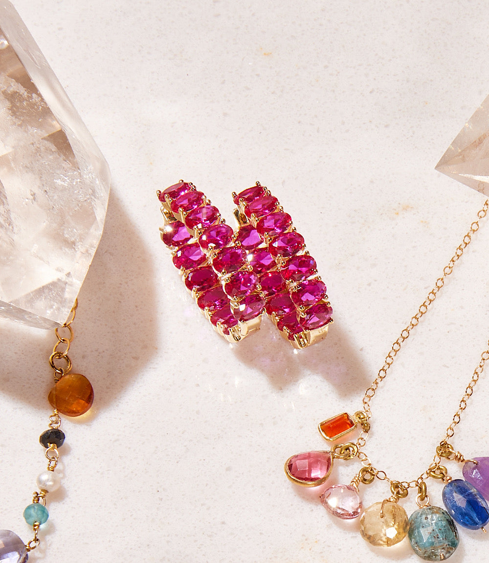 Gemstone Hoop Earrings