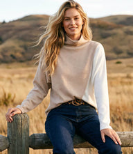 Long Sleeve Crossover Colorblock Top