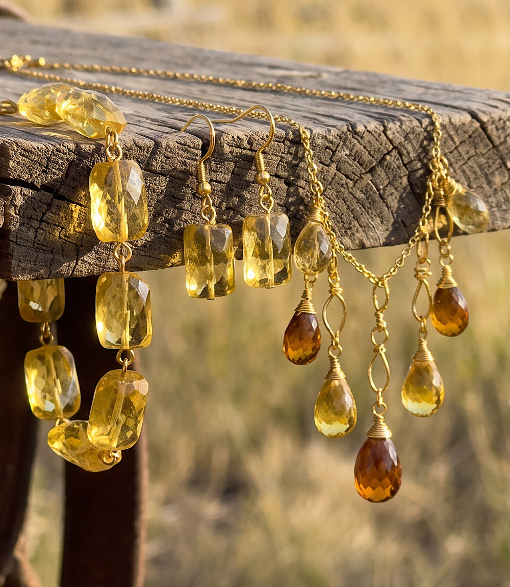 Mixed Citrine Dangle Necklace