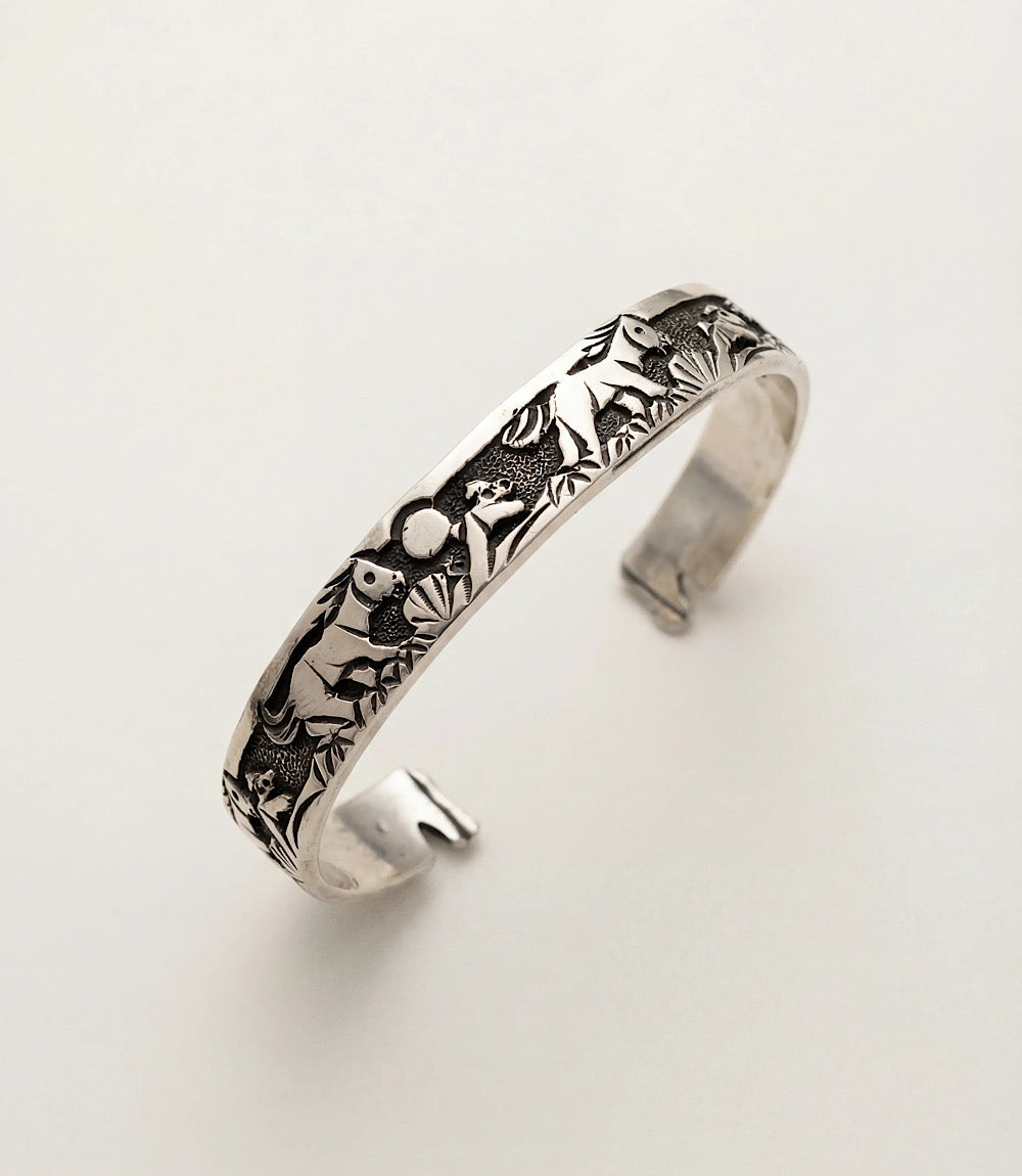 Hand Engraved Sterling Silver Cuff Bracelet