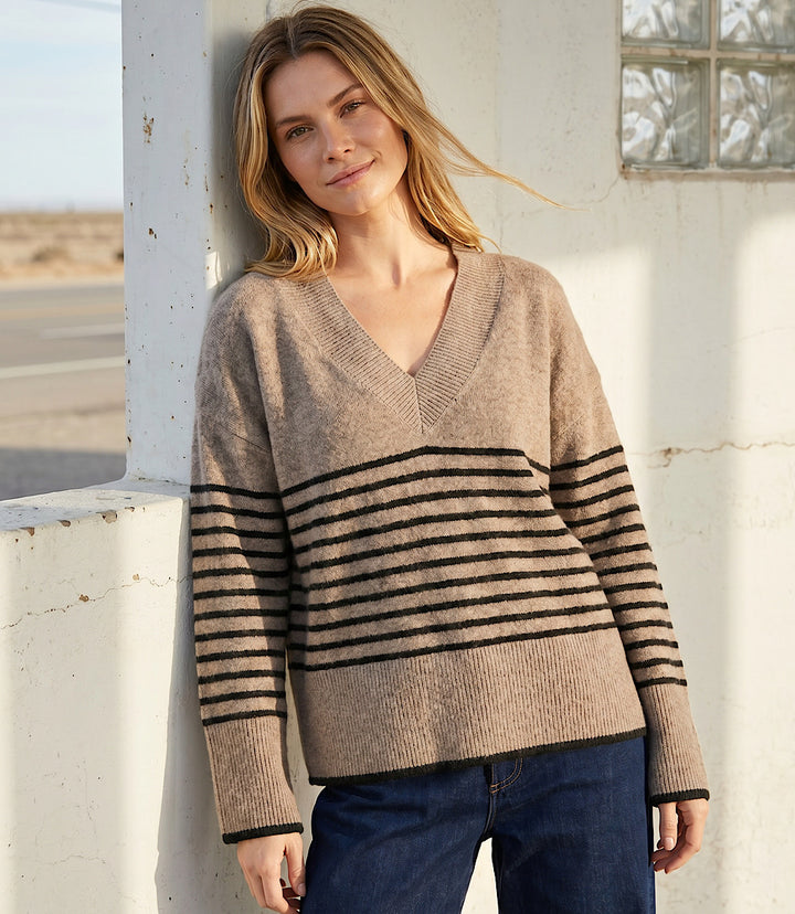 Stripe V-Neck Sweater