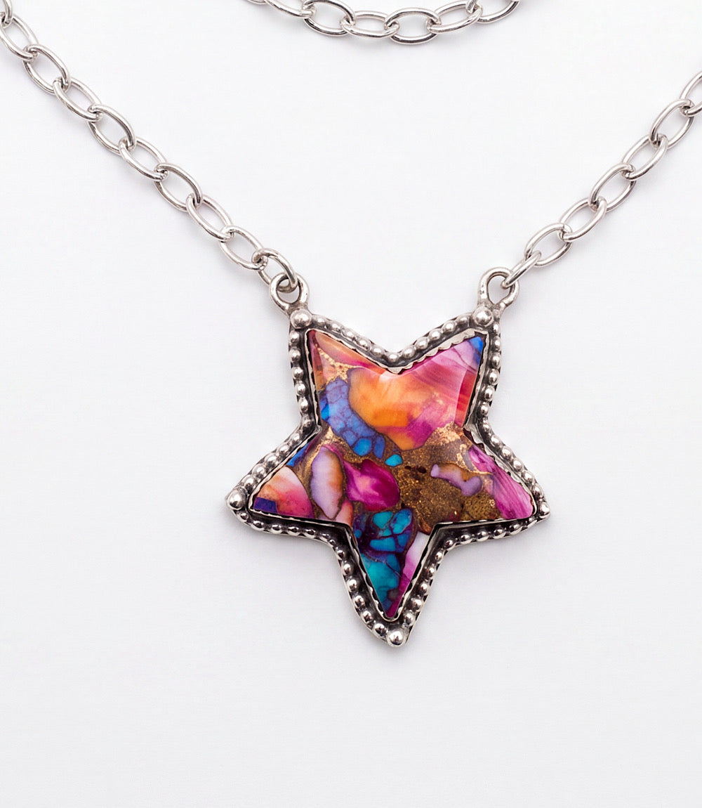 Pink Dahlia Star Necklace
