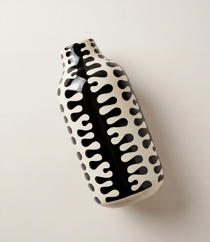 Tall Black And White Ceramic Vase
