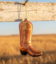 Tan Cowboy Boot Glass Ornament