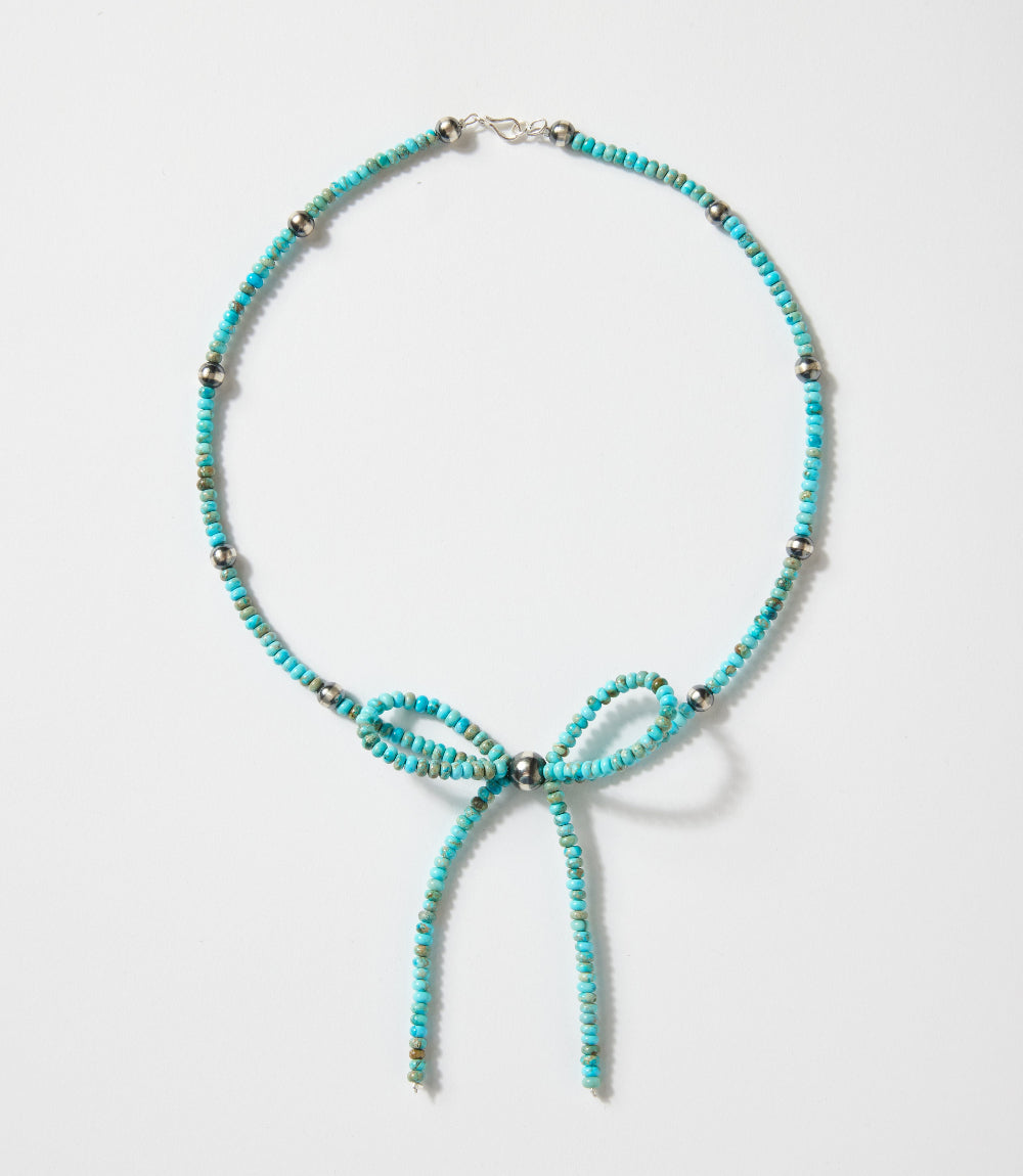 Beaded Turquoise Bow Tie Necklace