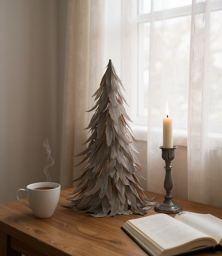Flocked Feather Metallic Tree