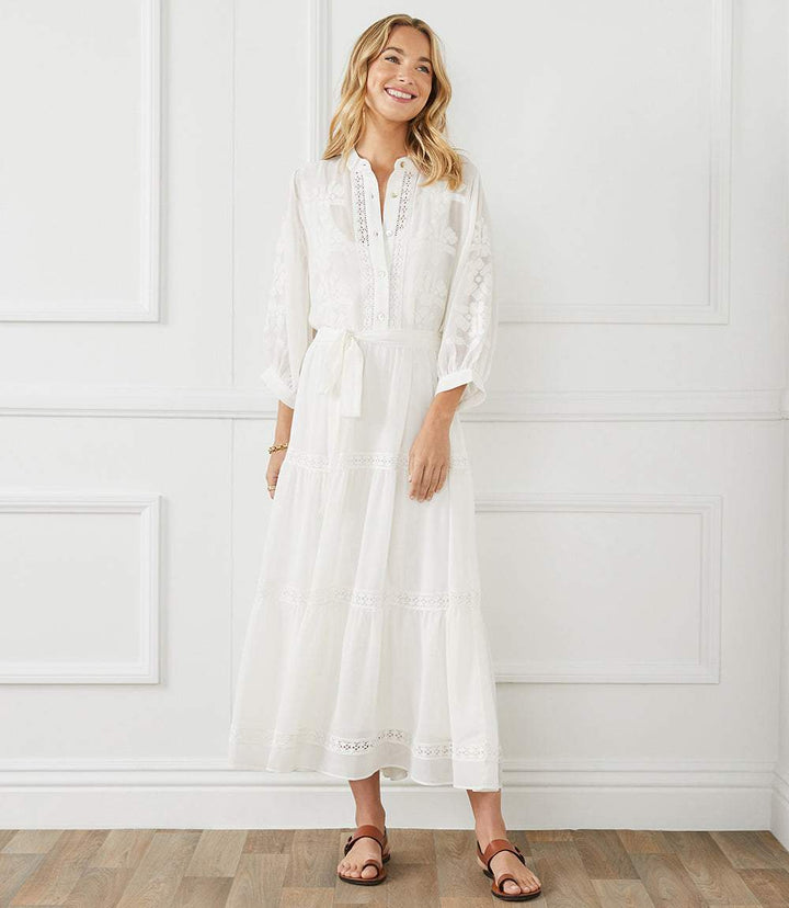 Embroidered Tiered Dress