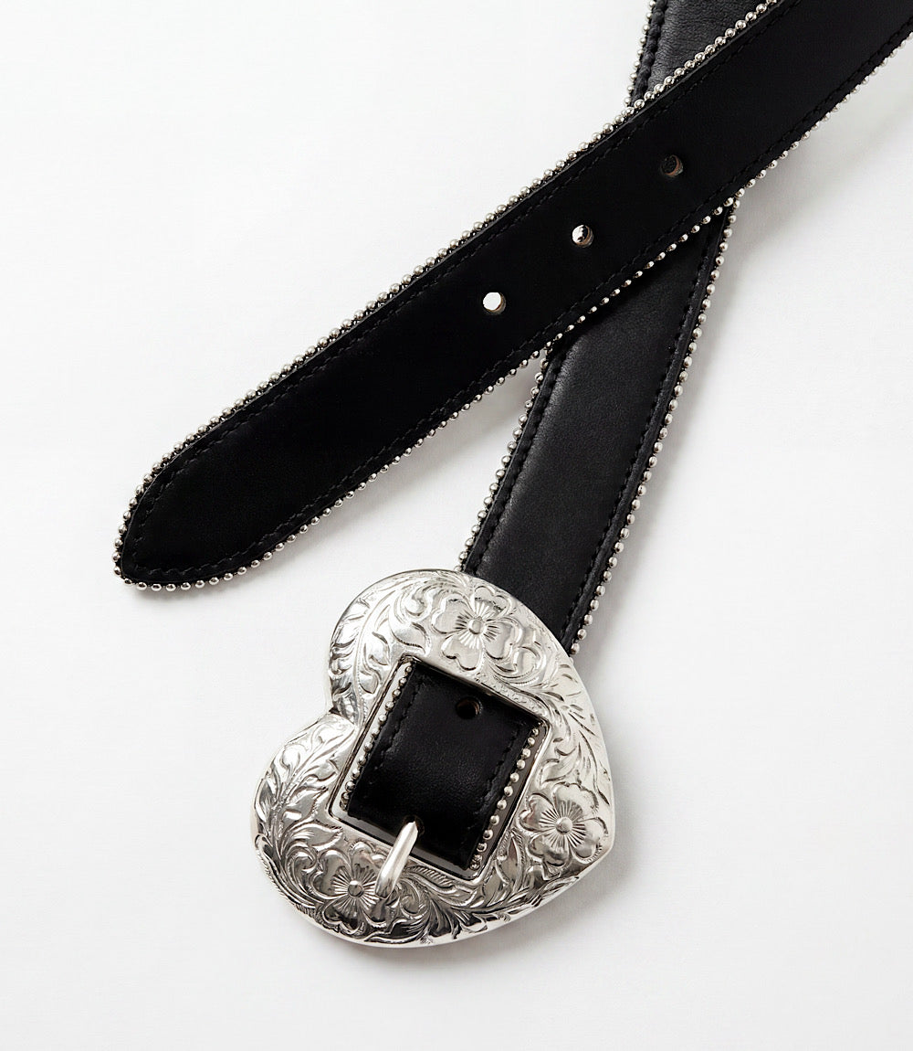 Streets Ahead Leather Embellished Heart Buckle Belt