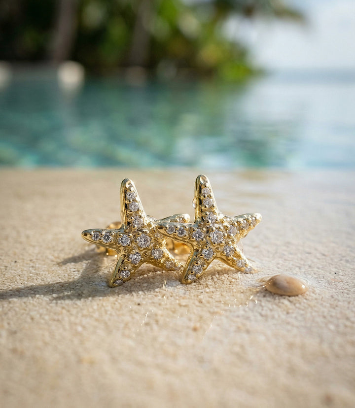 Pavé Starfish Stud Earrings