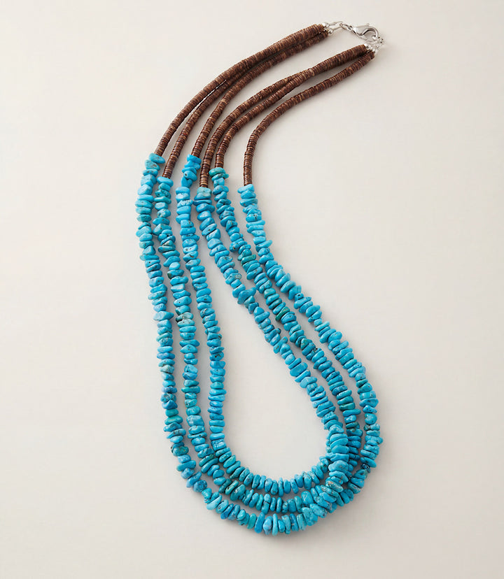 Three Strand Turquoise And Heishi Necklace