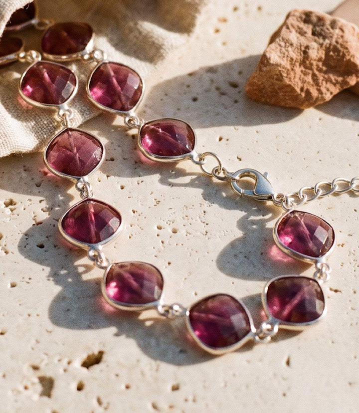 Dark Pink Amethyst Quartz Bracelet