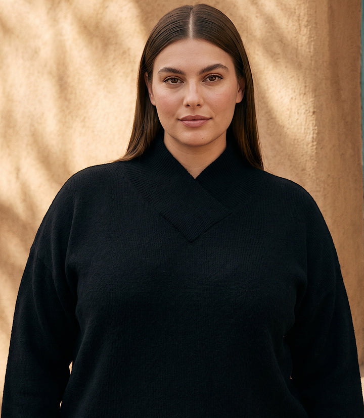 Plus Size Shawl Collar Sweater